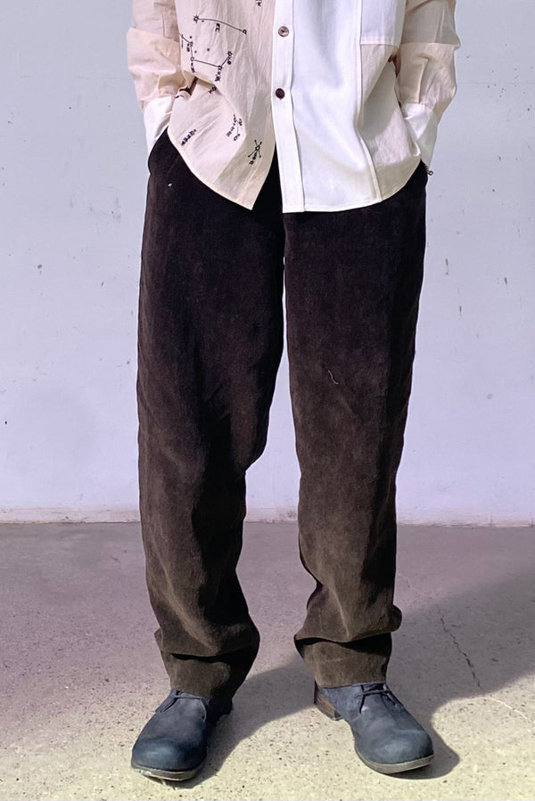 AVIVA JIFEI XUE Japanese Paper Velvet Straight Pants S22-TSLP9 Brown